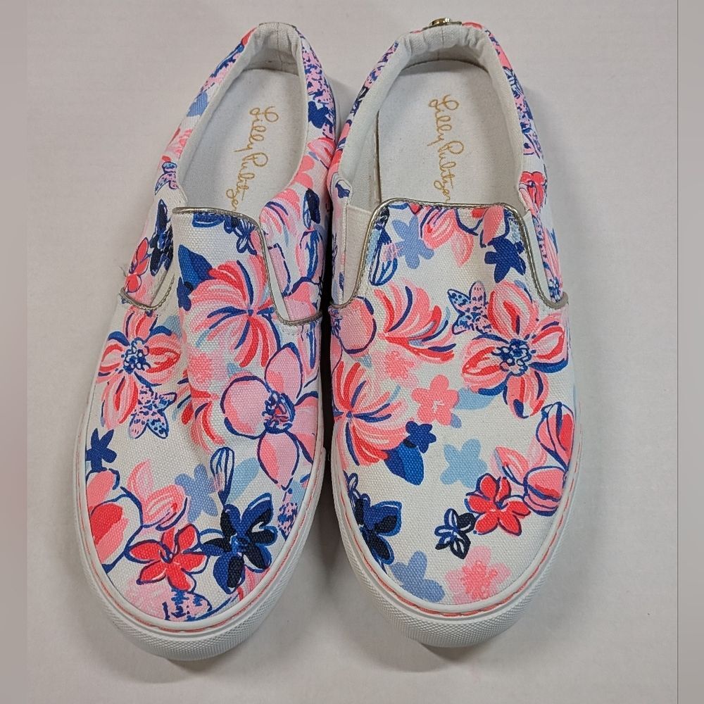 Lilly Pulitzer Julie slip on sneaker shoes neon floral casual slides
